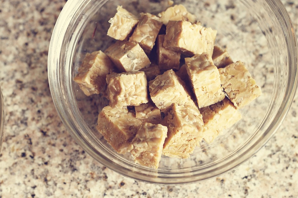 "cubed tempeh" by Stacy Spensley is licensed under CC BY 2.0